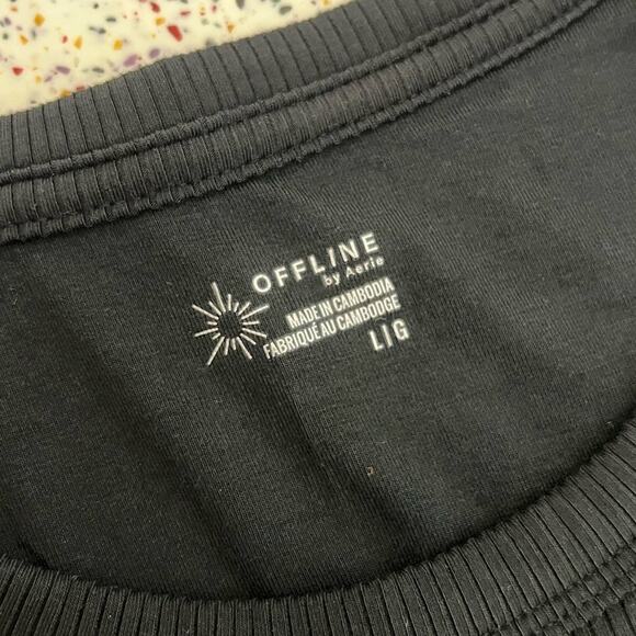 NWT Aerie OFFLINE Ribbed Tank Top Black Modal Women’s Size L - Picture 7 of 8